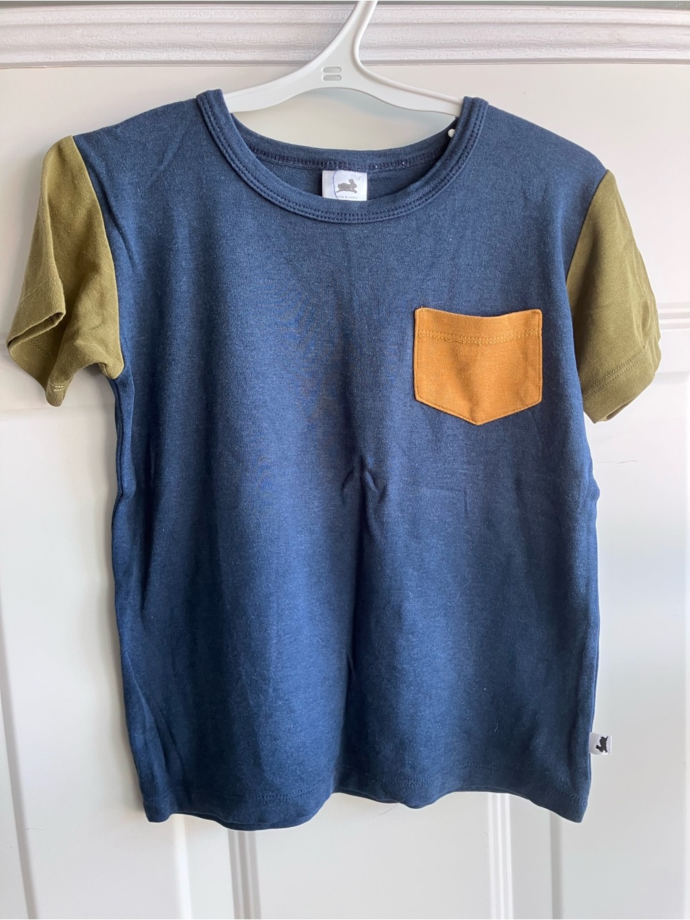 Little & lively colour block tee blue green orange 3T 4T